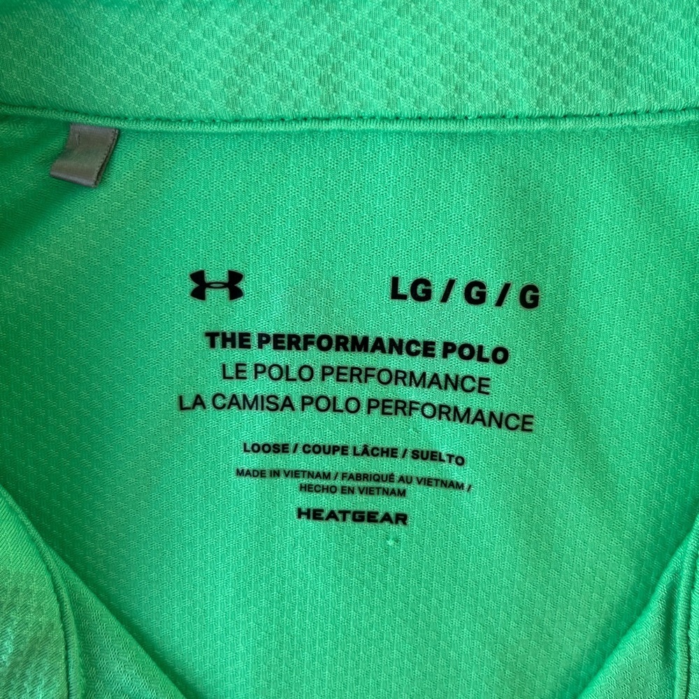 CHAMPION PERFORMANCE Under Armour Green Polo Shirt SIZE L - Picture 3 of 4